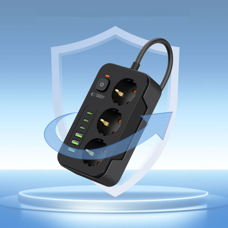 TECH-PROTECT LISTWA ZASILAJĄCA Z USB I TYP C DO TELEFONÓW TELEWIZORÓW 200CM