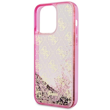 Etui Guess GUHCP14XLC4PSGP na iPhone 14 Pro Max 6.7" - różowe Liquid Glitter 4G Transculent