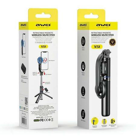 AWEI SELFIE STICK X51 MONOPOD DO TELEFONÓW IPHONE 12 13 14 15 ZASIĘG 100 CM