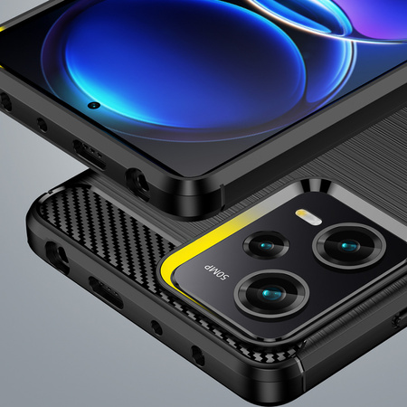 Carbon Case etui Xiaomi Poco X5 Pro 5G elastyczny silikonowy karbonowy pokrowiec czarne