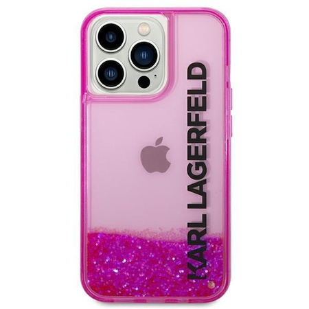 Etui Karl Lagerfeld KLHCP14LLCKVF na iPhone 14 Pro - różowe Liquid Glitter Elong