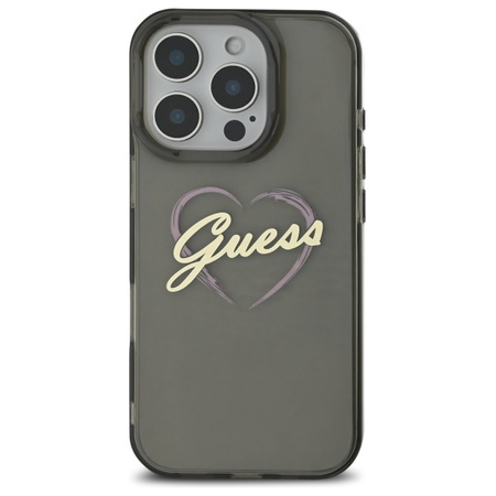 GUESS ETUI HARD CASE DO IPHONE 16 PRO 6.3 BLACK IML HEART Z LOGO DO 4G