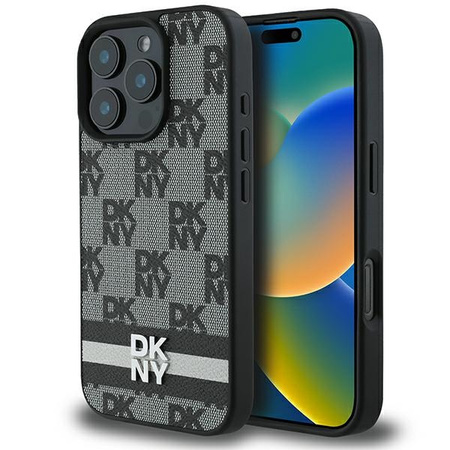 DKNY ETUI HARDCASE DO IPHONE 16 PRO MAX 6,9 Z PASKIEM CHEQUERED STRIPES