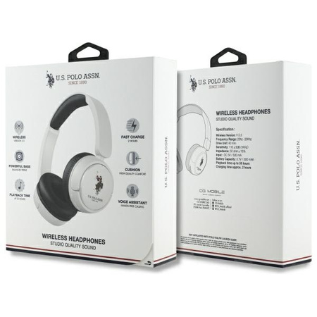 U.S. POLO ASSN. SŁUCHAWKI NAUSZNE BLUETOOTH CASE DO TELEFONÓW BIAŁE Z LOGO