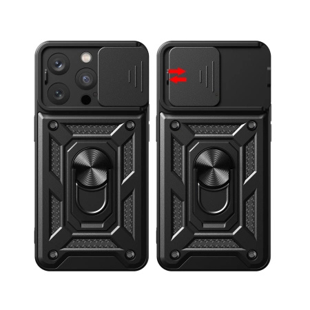 HURTEL ETUI PANCERNE DO IPHONE 15 PRO Z PODSTAWKĄ CAMSHIELD OSŁONA AAPARATU