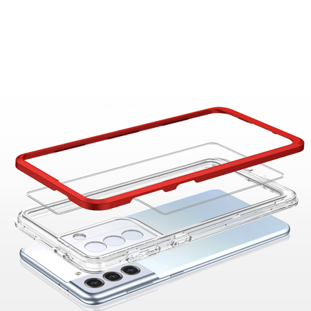 Clear 3in1 etui do Samsung Galaxy S22 żelowy pokrowiec z ramką czerwony