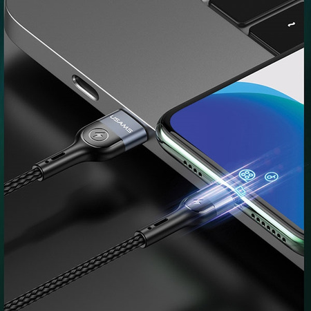 USAMS KABEL PLECIONY DO LIGHTNING 1,2M DO IPHONE IPAD 2A LED SZYBKIE