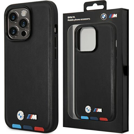 Etui BMW BMHCP14L22PTDK iPhone 14 Pro 6,1" czarny/black Leather Stamp Tricolor