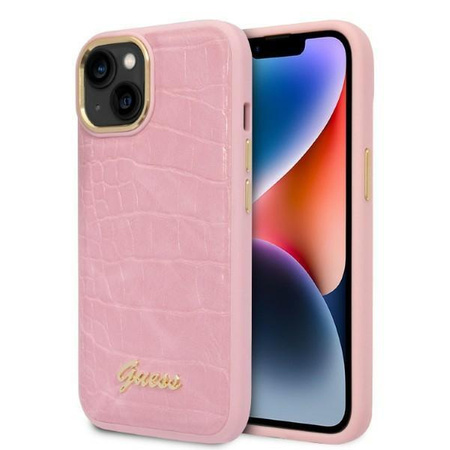 Guess GUHCP14MHGCRHP iPhone 14 Plus 6,7" różowy/pink hardcase Croco Collection