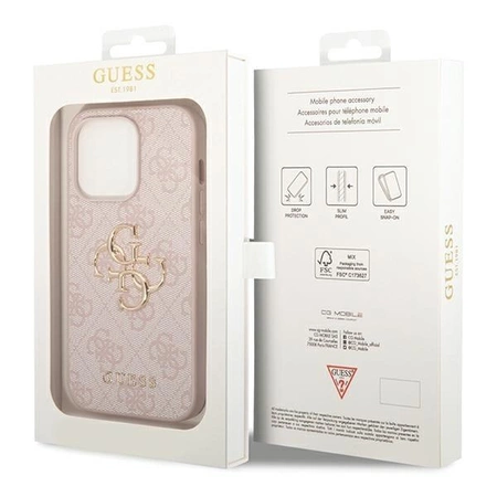 Etui Guess 4G Big Metal Logo do iPhone 15 Pro Max - różowe