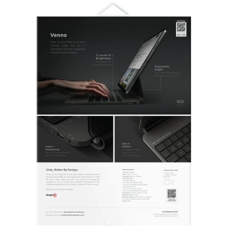 Etui UNIQ Venno Pro Magnetic Smart  z klawiaturą do iPad Air 13" 2024 / 2025 / iPad Pro 13" 2024 - czarne