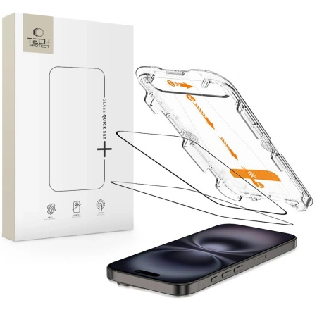 TECH-PROTECT SZKŁO HARTOWANE QUICK SET+ 2-PACK DO IPHONE 15 16 OCHRONA