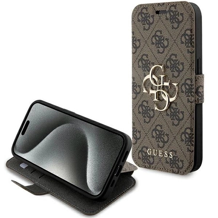 Etui Guess 4G Metal Logo na iPhone 15 Pro Max - brązowe