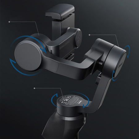 Baseus 3 osiowy Gimbal do telefonu smartfona ręczny stabilizator obrazu do filmów i zdjęć Live Vlog YouTube TikTok  szary (SUYT-0G)