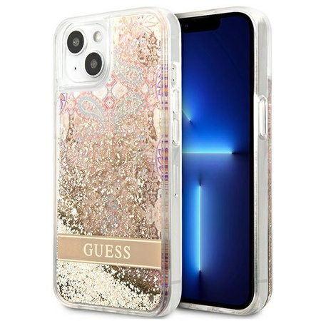 Guess GUHCP13SLFLSD iPhone 13 mini 5,4" złoty/gold hardcase Paisley Liquid Glitter