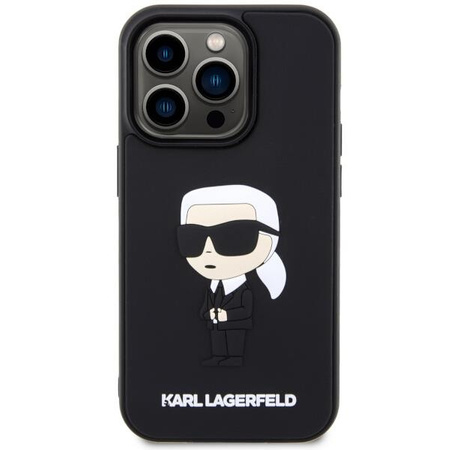 Etui Karl Lagerfeld KLHCP14L3DRKINK na iPhone 14 Pro - czarne Rubber Ikonik 3D