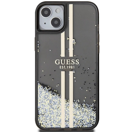 Etui Guess Liquid Glitter Gold Stripes na iPhone 15 / 14 / 13 - czarne