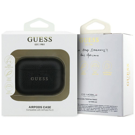 Etui Guess Grained Classic Logo do       AirPods Pro 3 czarny