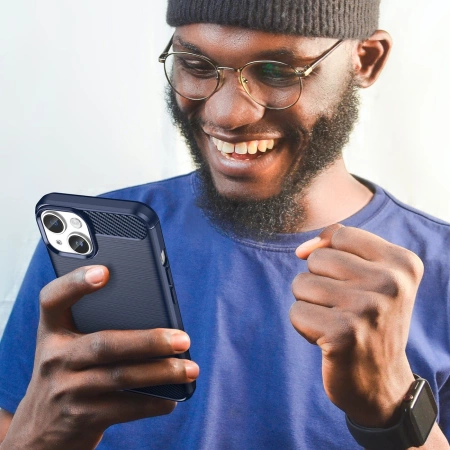 Carbon Case etui iPhone 14 elastyczny żelowy pokrowiec na tył plecki niebieski