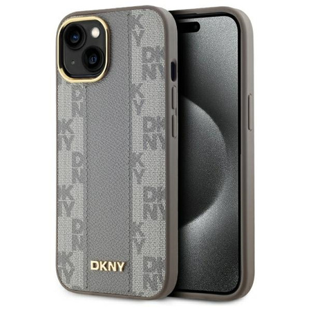 DKNY ETUI HARDCASE DO IPHONE 15 PLUS 6.7 DO MAGSAFE LEATHER CHECKERED MONO