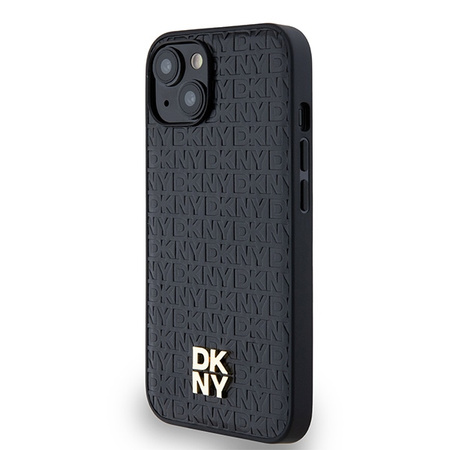 DKNY ETUI HARDCASE DO IPHONE 14 15 13 LEATHER MONOGRAM METAL LOGO