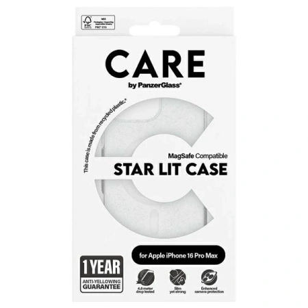 Etui CARE by PanzerGlass Flagship Star Lit Case z MagSafe na iPhone 16 Pro Max - białe