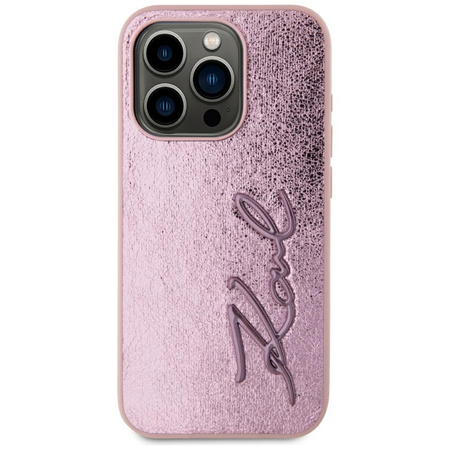 KARL LAGERFELD ETUI WRINKLED METAL DO IPHONE 15 PRO MAX Z PODPISANĄ OKŁADKĄ