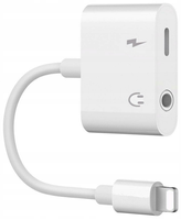 Przejściówka do telefonu Co2, kabel adapter złącze do iPhone, Jack 3,5mm + ładowanie , biała