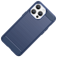 Elastyczne etui wzór karbon do iPhone 15 Pro Carbon Case - niebieskie
