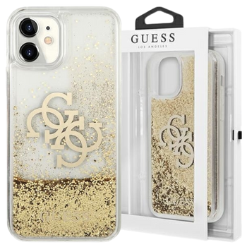 GUESS POKROWIEC HARDCASE DO IPHONE 11 6,1 XR ZŁOTY 4G BIG LIQUID GLITTER