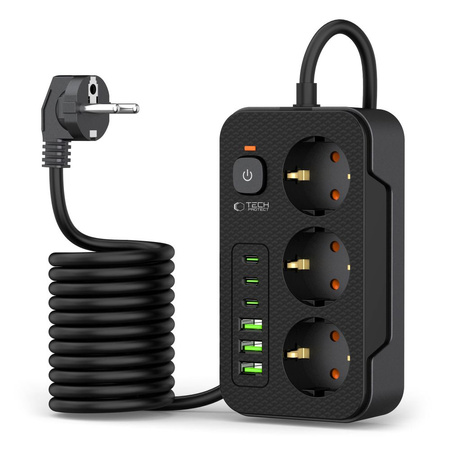 TECH-PROTECT LISTWA ZASILAJĄCA Z USB I TYP C DO TELEFONÓW TELEWIZORÓW 200CM