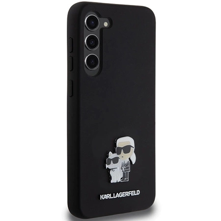 Etui Karl Lagerfeld Silicone Karl&Choupette Metal Pin na Samsung Galaxy S23+ - czarne
