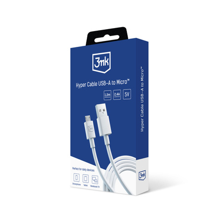 3MK KABEL MICRO USB DO ANDROID HUAWEI LG SAMSUNG 1.2M 2.4A SZYBKA ŁADOWARKA
