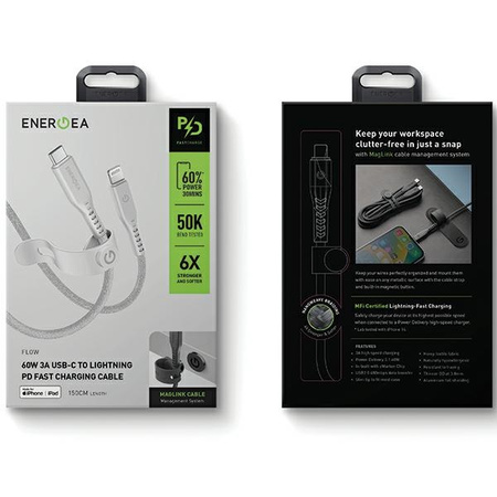 ENERGEA KABEL USB-C DO LIGHTNING IPHONE 12 13 14 60W 3A PD FAST CHARGE 1.5M