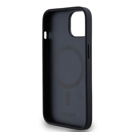 DKNY ETUI HARDCASE DO IPHONE 14 15 13 LEATHER MONOGRAM METAL LOGO