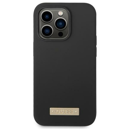 Guess GUHMP14XSBPLK iPhone 14 Pro Max 6,7" czarny/black hard case Silicone Logo Plate MagSafe