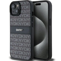 DKNY ETUI DO IPHONE 15 PLUS 14 PLUS HARDCASE LEATHER MONO STRIPE METAL LOGO