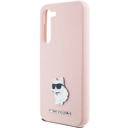 Etui Karl Lagerfeld Silicone Choupette Metal Pin na Samsung Galaxy S23+ - różowe