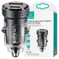USAMS Ład. sam. C35 USB+USB-C 45WFast Charge czarny/black CC175CC01 (US-CC175)