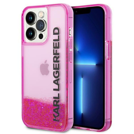 Etui Karl Lagerfeld KLHCP14LLCKVF na iPhone 14 Pro - różowe Liquid Glitter Elong