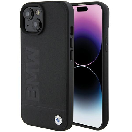 Etui BMW Leather Hot Stamp na iPhone 15 - czarne