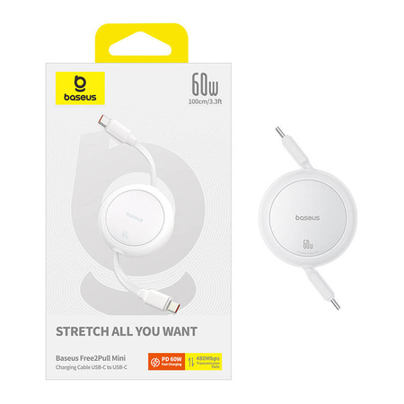 BASEUS KABEL USB-C DO USB-C 60W DO LAPTOPÓW TELEFONÓW 1M, SZYBKIE ŁADOWANIE