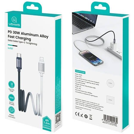 USAMS KABEL BICOLOR SERIES SJ757 USB-C LIGHTNING DO IPHONE 12 13 14 30W