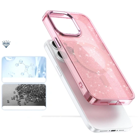 HURTEL ETUI GLITTER CASE DO IPHONE 16 PRO DO MAGSAFE TELEFON Z BROKATOWYM