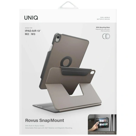 Etui UNIQ Rovus Snapmount Magnetic 360 Rotating Detachable do iPad Air 13" 2024 / 2025 - szare