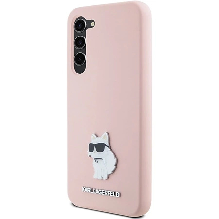 Etui Karl Lagerfeld Silicone Choupette Metal Pin na Samsung Galaxy S23+ - różowe