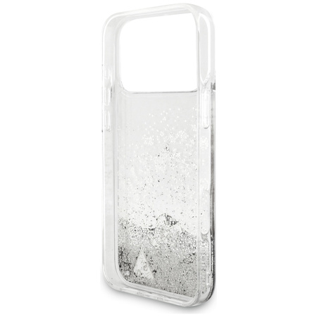 Etui Guess Liq. Glitter Charms do iPhone 17 Pro Max srebrny