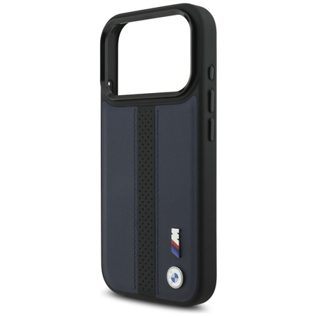 Etui BMW M Perforated Stripe Logo        MagSafe do iPhone 17 Pro granatowy