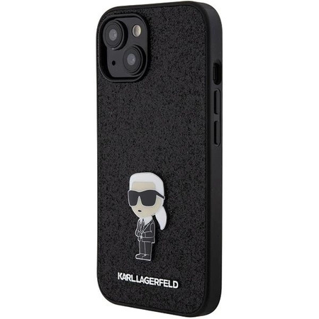 Etui Karl Lagerfeld Fixed Glitter Ikonik Logo Metal Pin do iPhone 15 - czarne