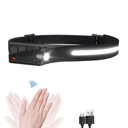 HURTEL LATARKA CZOŁOWA LED Z CZUJNIKIEM RUCHU DO WĘDROWANIA Z IPX4 1200 MAH